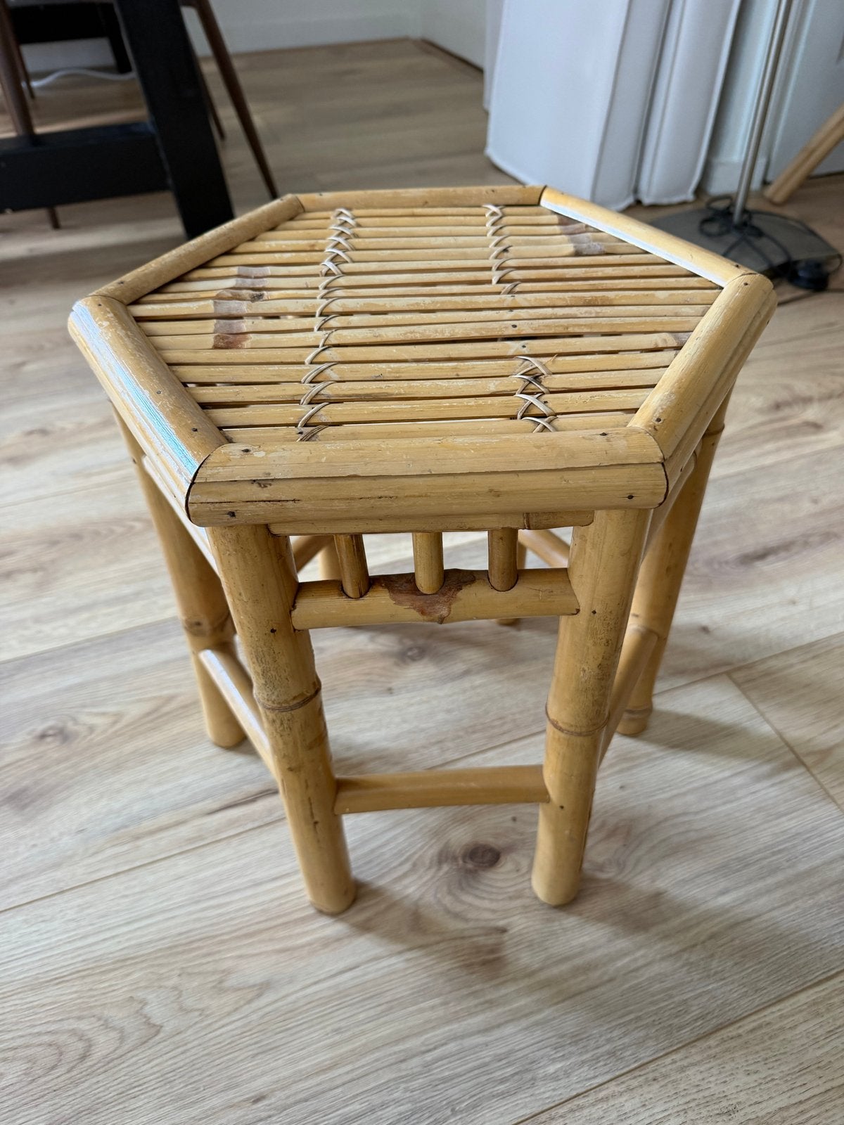 Vintage Bamboe Bijzettafel - Zeshoekig Design, Ophalen