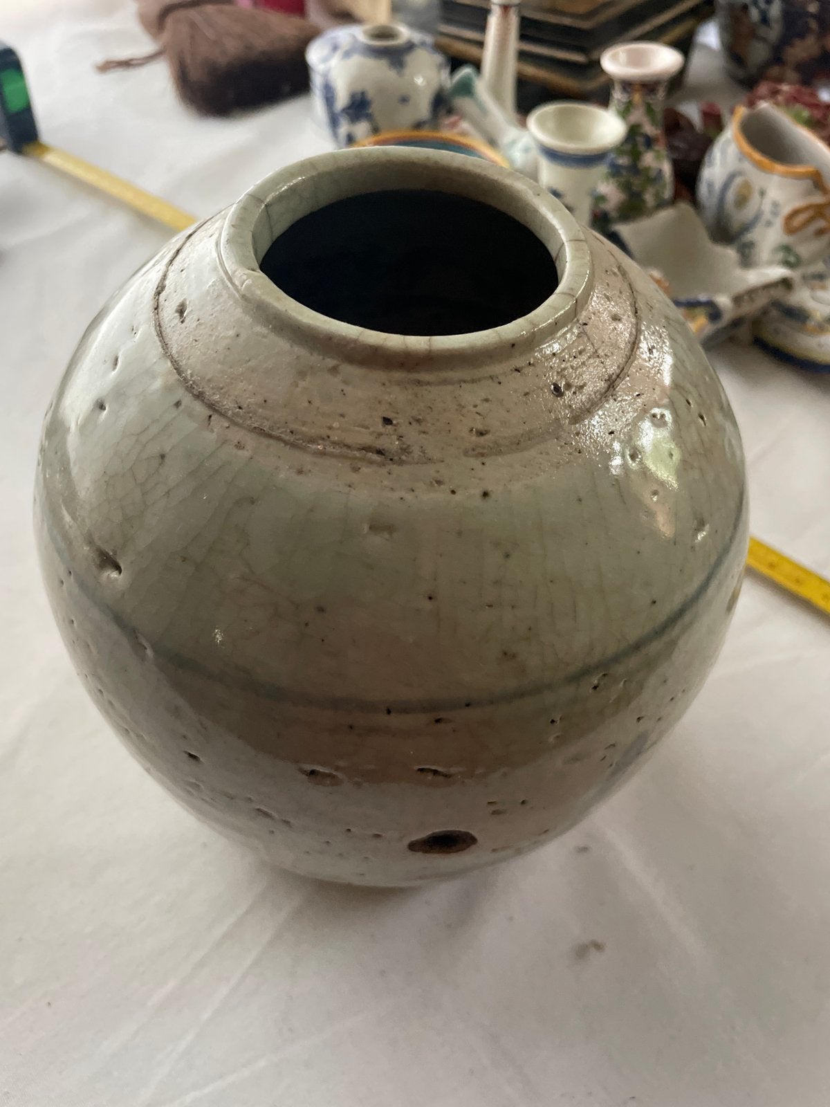 Antieke Chinese gemberpot met craquelé glazuur, Ophalen of Verzenden