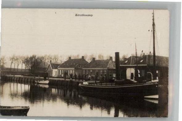 Zoutkamp  Haven FOTOKAART schip ACTIEF st 1916 uitg H.Kolk, Ophalen of Verzenden, Voor 1920, Gelopen, Groningen