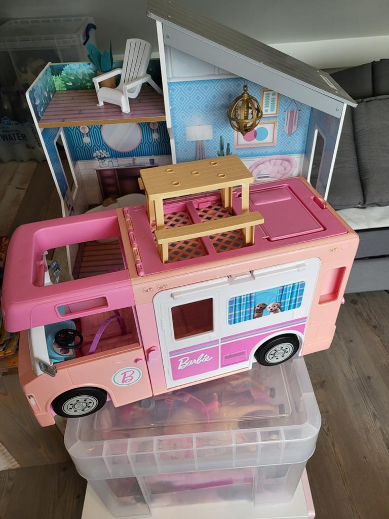 Barbie camper, poppenhuis, barbiepaard en poppen. Grote set, Ophalen, Toebehoren
