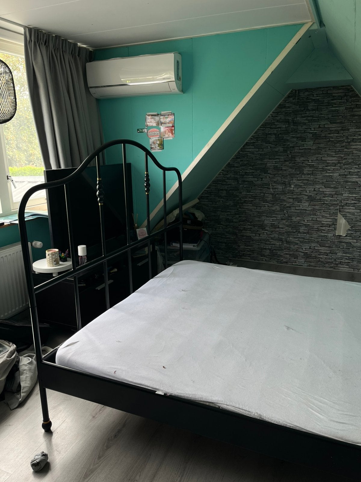 Ikea bed zonder matras!!!, Ophalen, Gebruikt, Zwart, Tweepersoons
