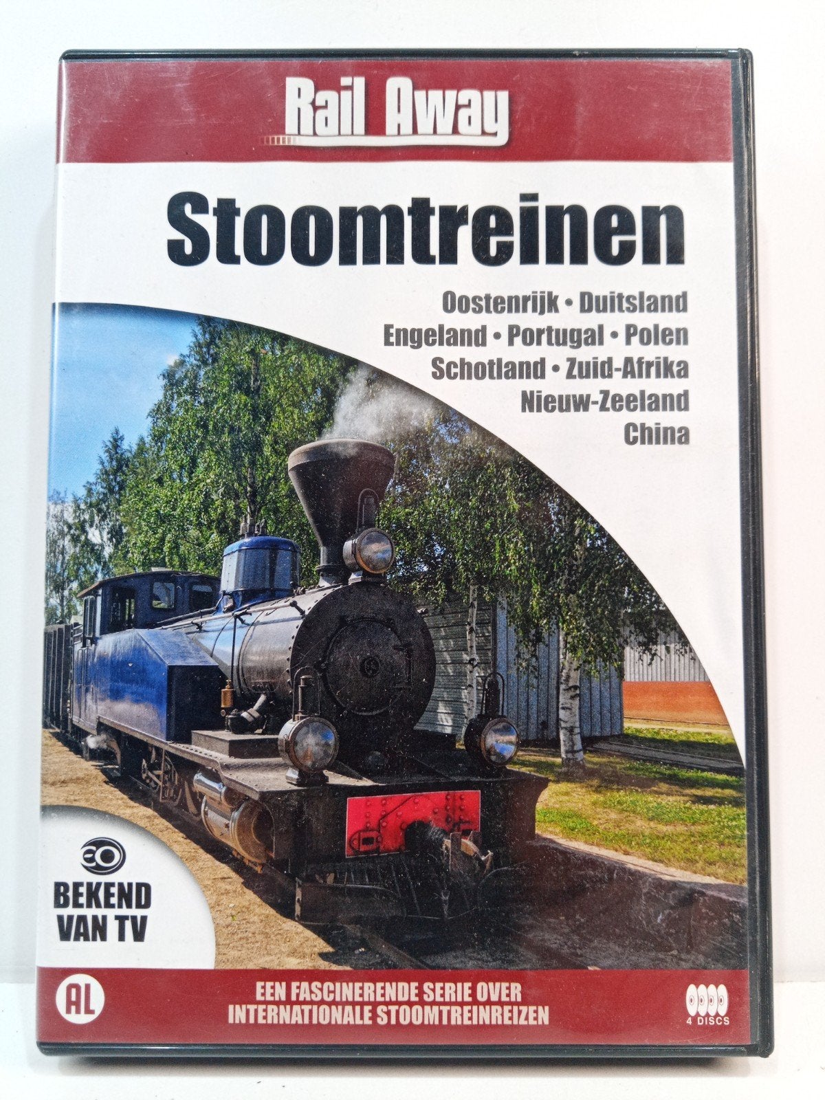 Rail Away Stoomtreinen DVD Boxset - 4 Discs, Alle leeftijden, Nederlands, Zo goed als nieuw, Inclusief doosje