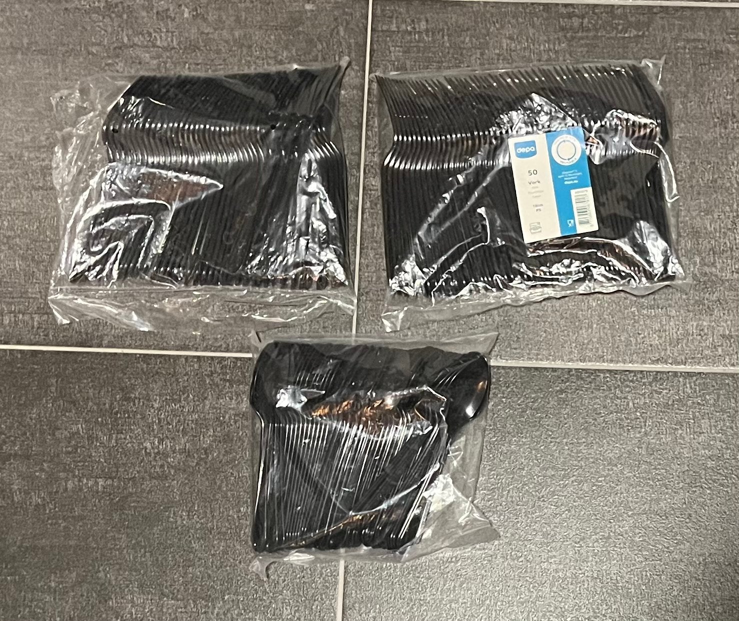 Wegwerp bestekset zwart - 2 x 50 stuks (1 zakje is open), Ophalen of Verzenden, Zo goed als nieuw, Kunststof