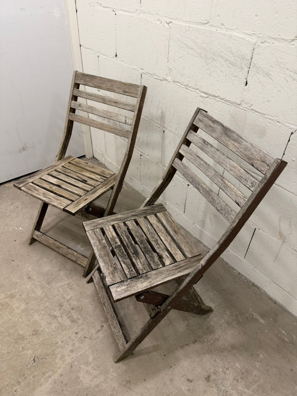 Tuinstoel set 2 inklapbare stoelen hardhout, lichtbruin, Tuin en Terras, Ophalen, Gebruikt, Textileen, Inklapbaar