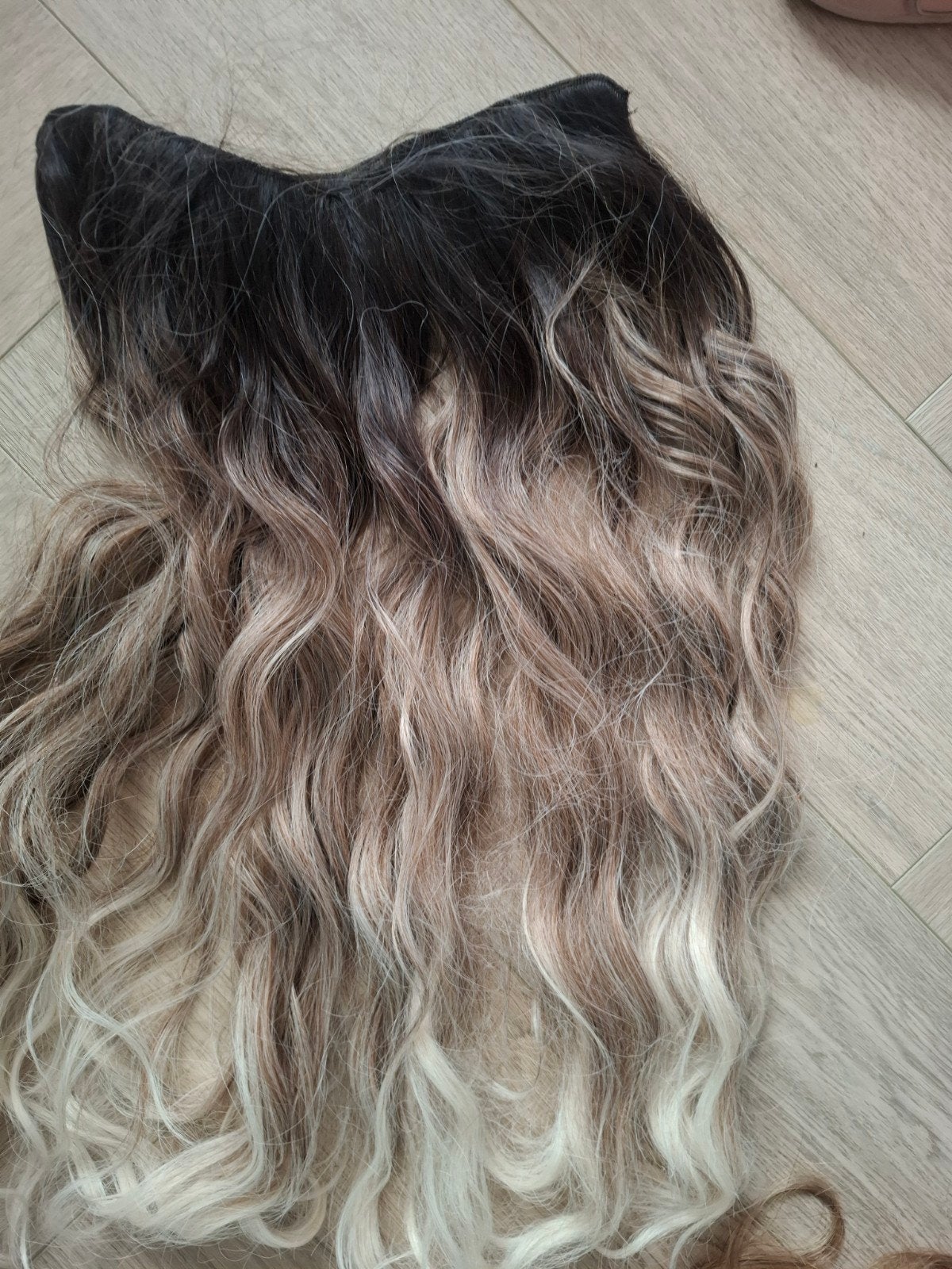 clip in extension full head ombre asblond, Ophalen of Verzenden, Pruik of Haarverlenging