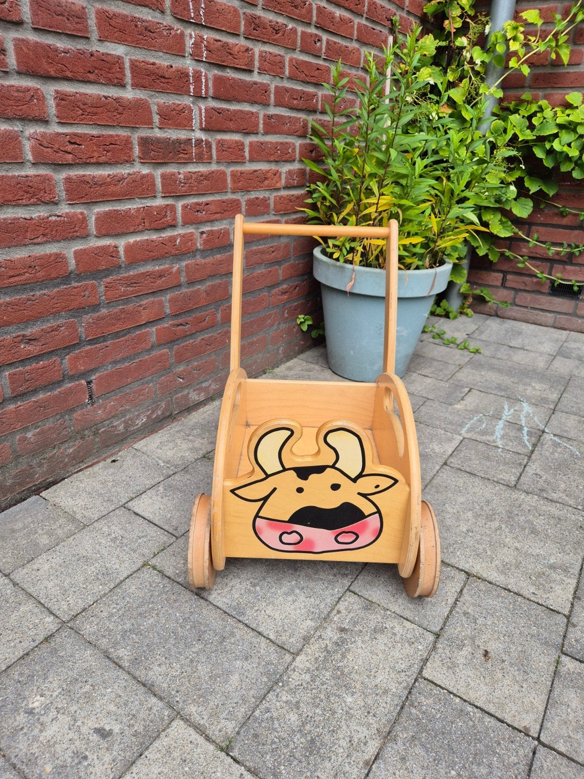 Houten loopwagen met koeienprint, Ophalen, Gebruikt, Overige typen