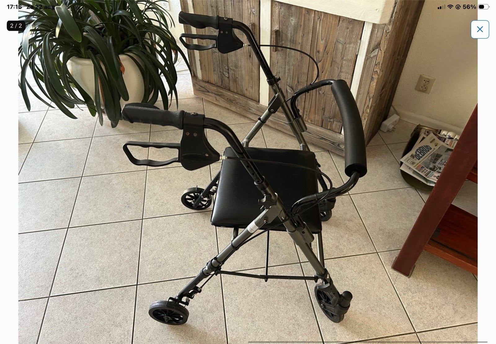 Inklapbare rollator, Ophalen, Gebruikt