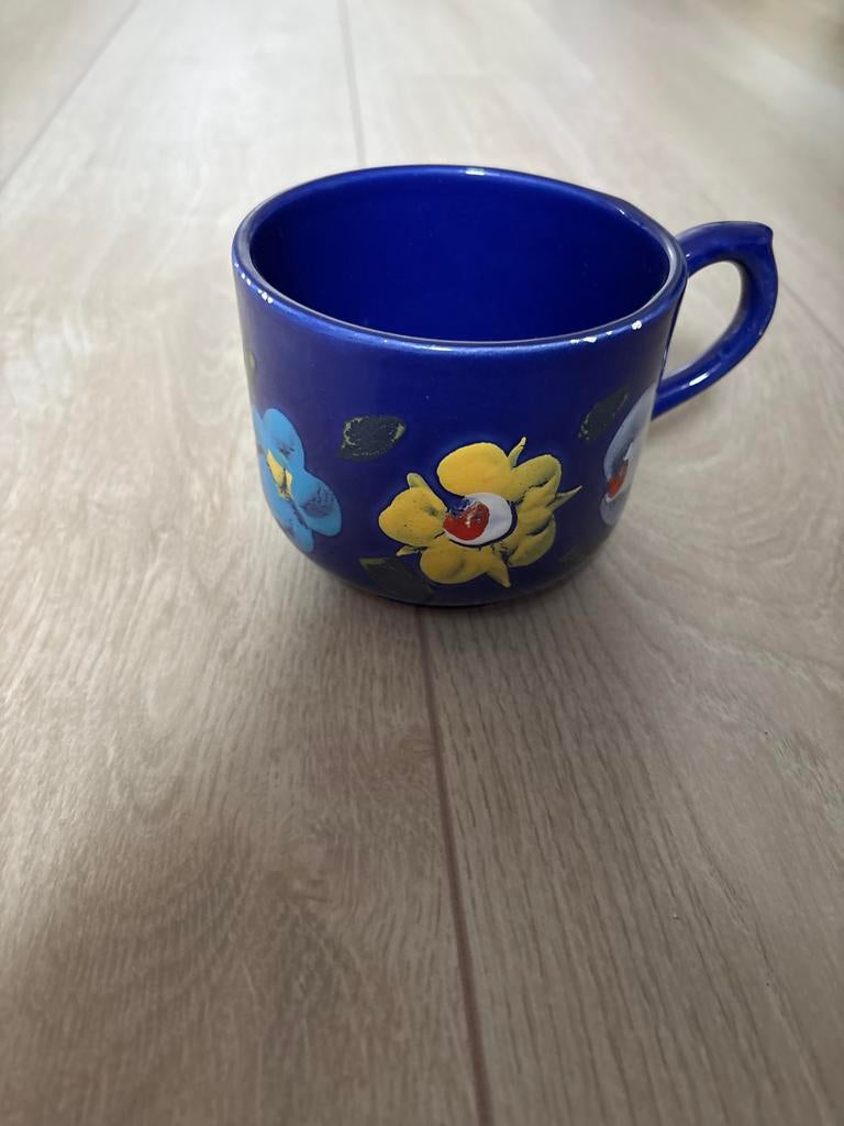Blauwe soepkom met bloemenpatroon, Ophalen, Keramiek, Zo goed als nieuw, Overige stijlen