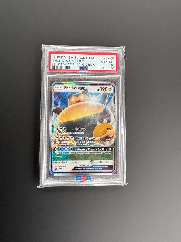 Pokémon Snorlax GX Holo SM05 blackstar PSA 10 GEM MT, Ophalen of Verzenden, Nieuw, Losse kaart