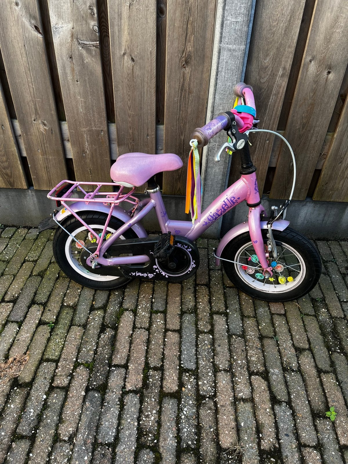 Gazelle kinderfietsje met zijwieltjes - Roze, Ophalen, Zijwieltjes, Gebruikt, Velgrem