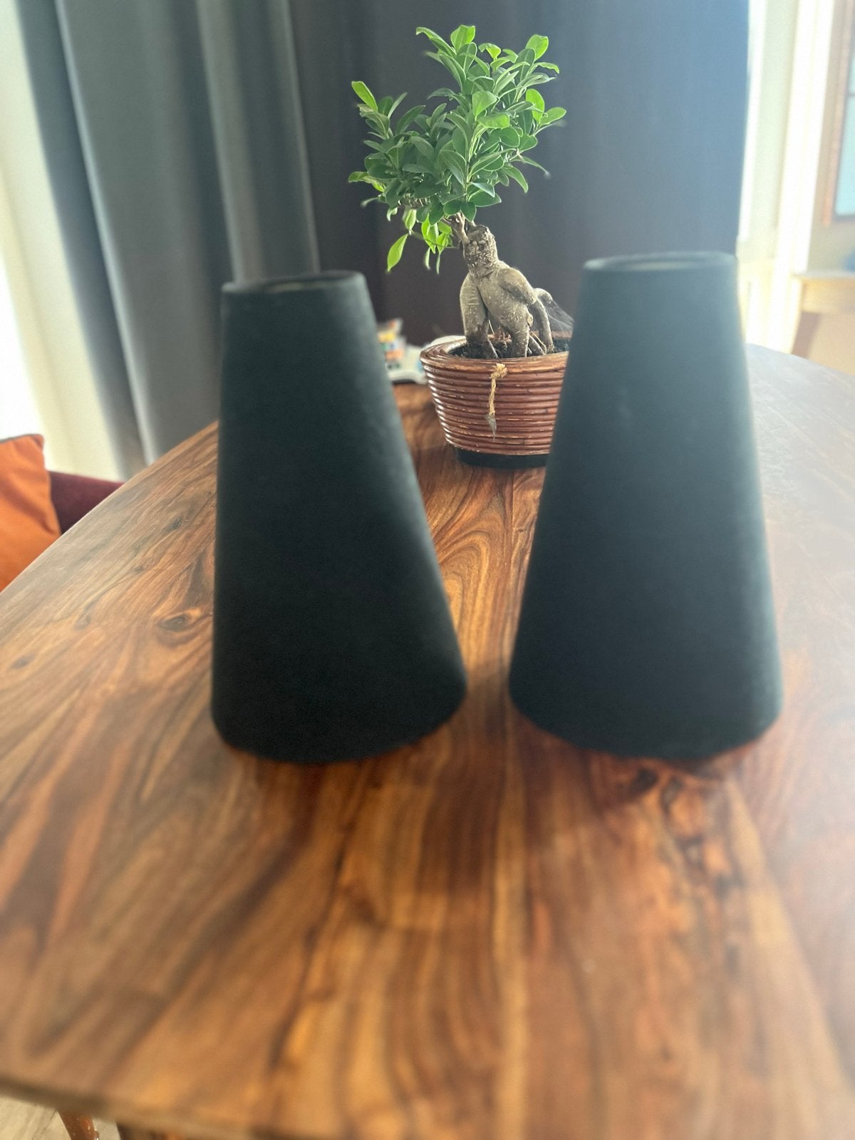 2 zwarte lampenkappen, conisch, gebruikt, Gebruikt, Overige typen, Zwart, Ophalen of Verzenden
