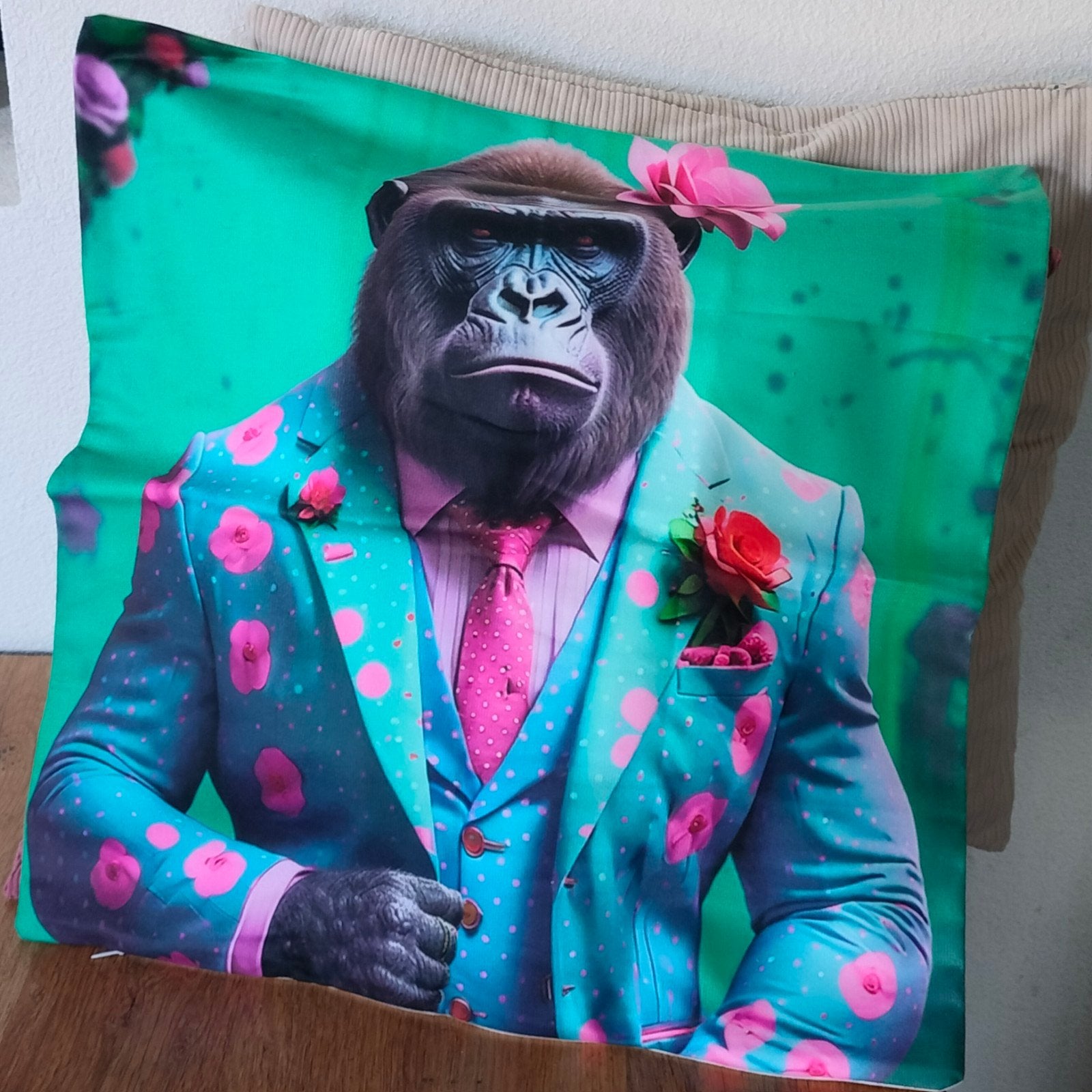 Kussenhoes 45x45cm met unieke gorilla print, Ophalen of Verzenden, Nieuw