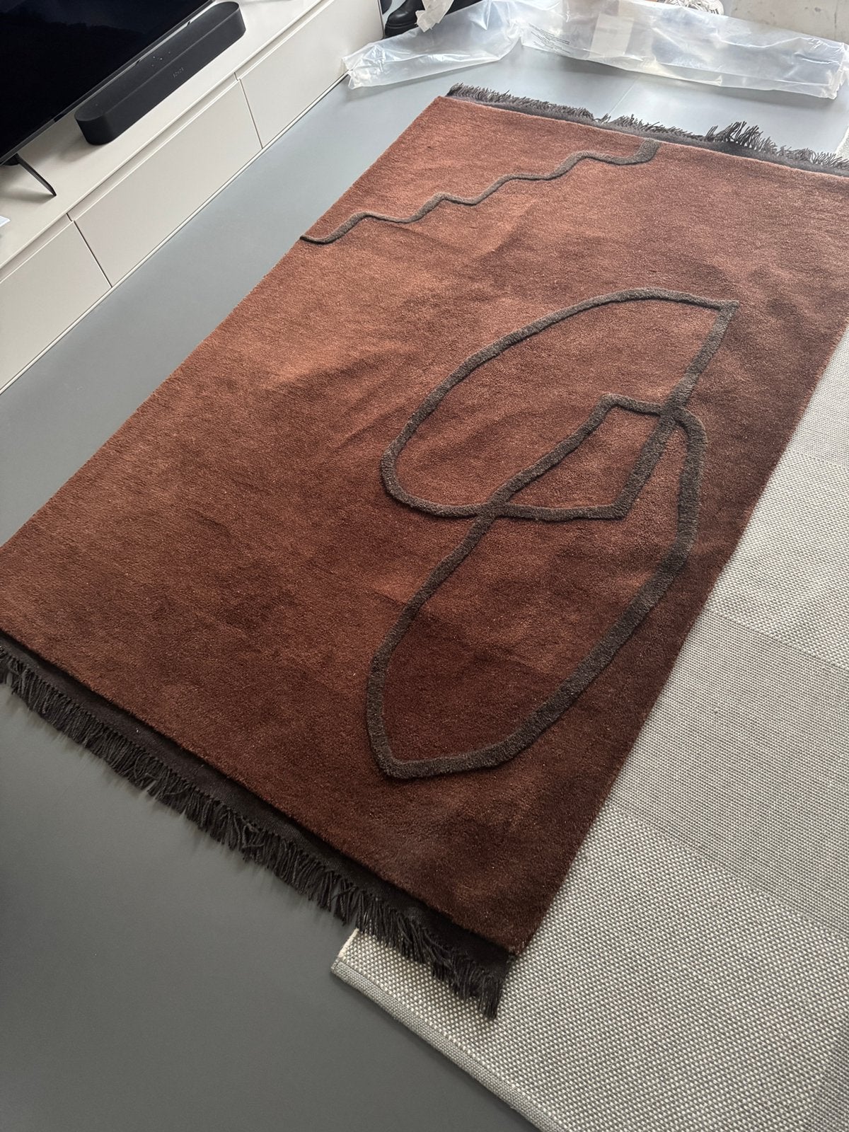 Ferm Living design kleed | Tufted wool | warm bruin, Ophalen, 100 tot 150 cm, Bruin, Zo goed als nieuw