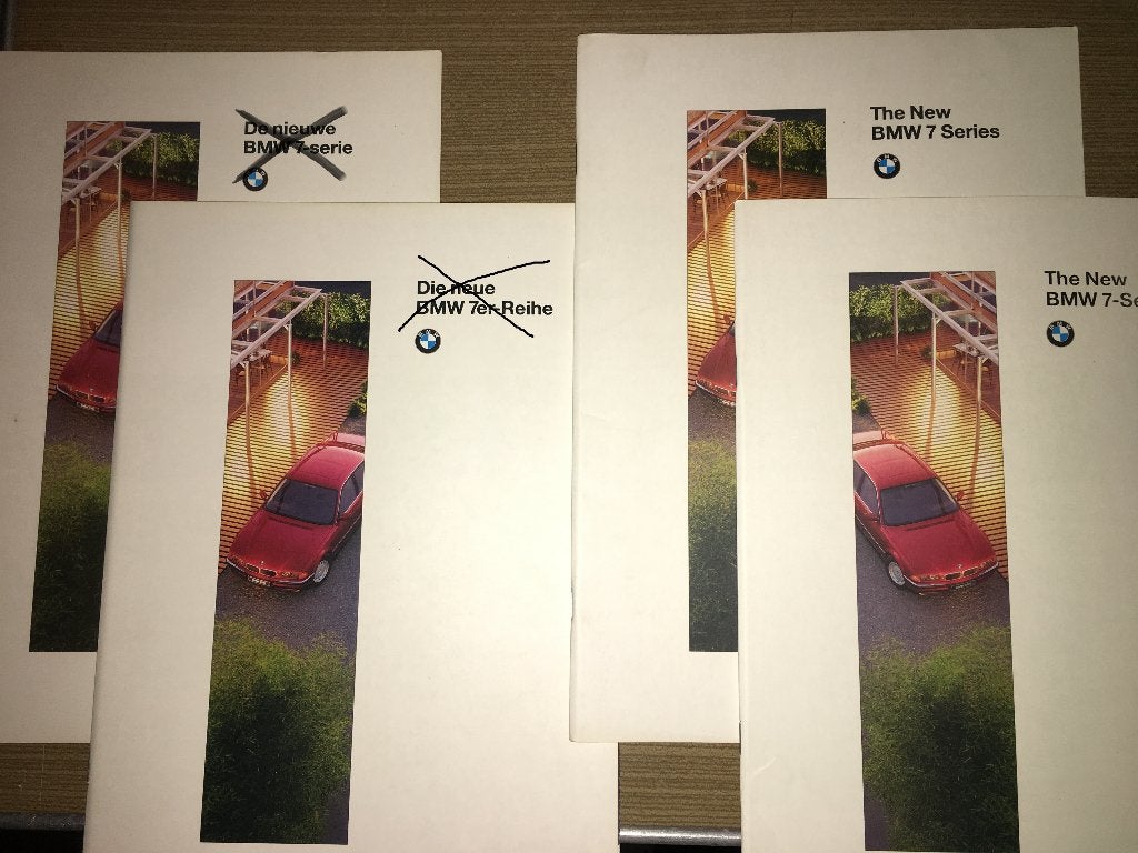 BMW 7 E38 brochures folders 1994, 1995, 1997, 1998 met 750iL, Ophalen of Verzenden, Zo goed als nieuw, BMW