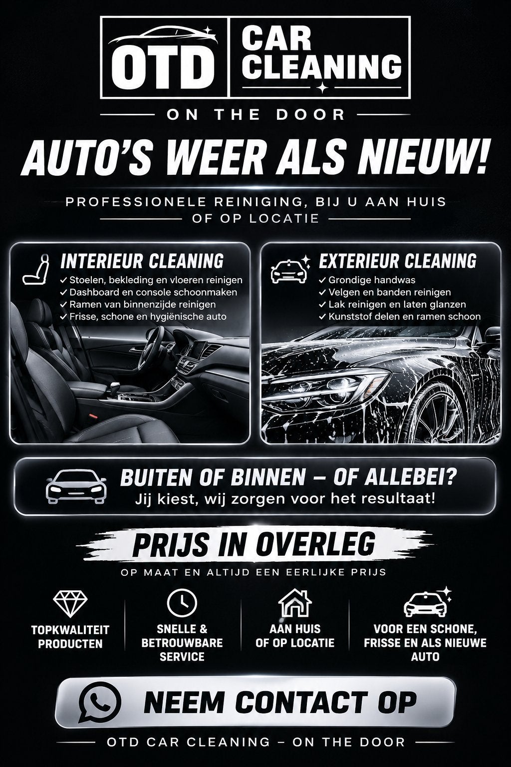 AUTO REINIGEN AAN HUIS – ARNHEM & VELP omgeving, Komt aan huis