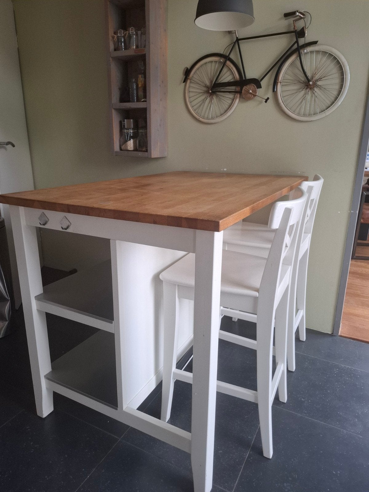 eettafel Ikea keukeneiland met 2 stoelen, Huis en Inrichting, Tafels | Eettafels, Ophalen, Gebruikt, 100 tot 150 cm, 50 tot 100 cm