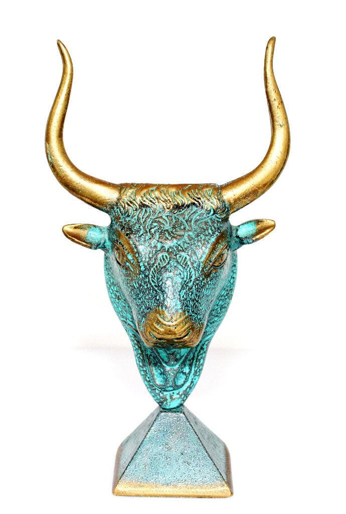 Prachtig Groot Beeld Brons Griekse Minoïsche Stier, Ophalen of Verzenden, Gepatineerd, Brons, Beeld