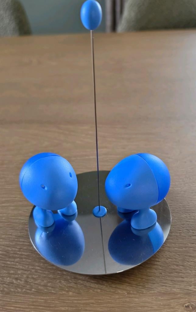 Alessi Peper- en Zoutstel Blauw, Huis en Inrichting, Keuken | Keukenbenodigdheden, Ophalen of Verzenden, Gebruikt