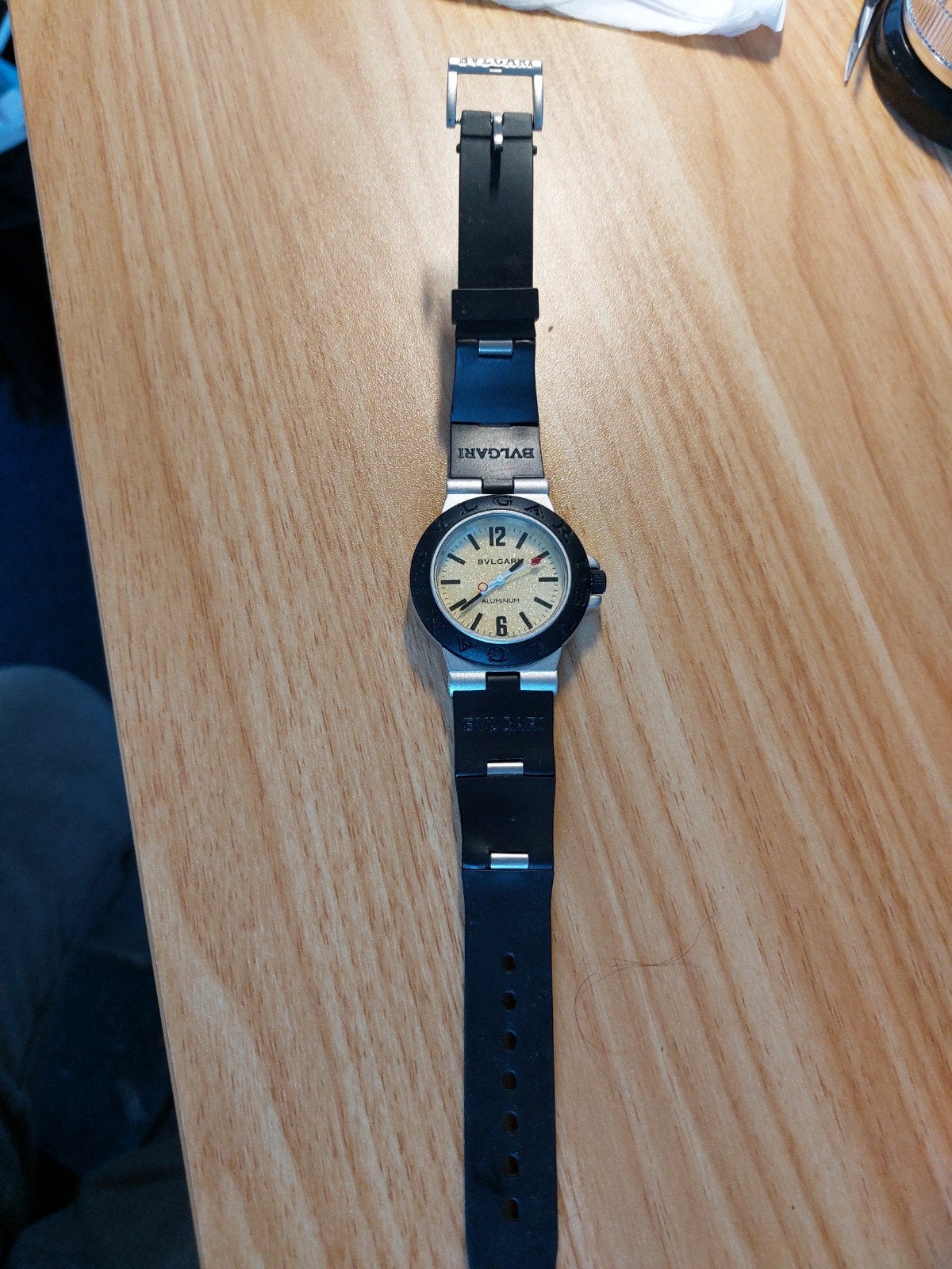Bvlgari Aluminium horloge met rubberen band, Overige merken, Overige materialen, Gebruikt, Polshorloge