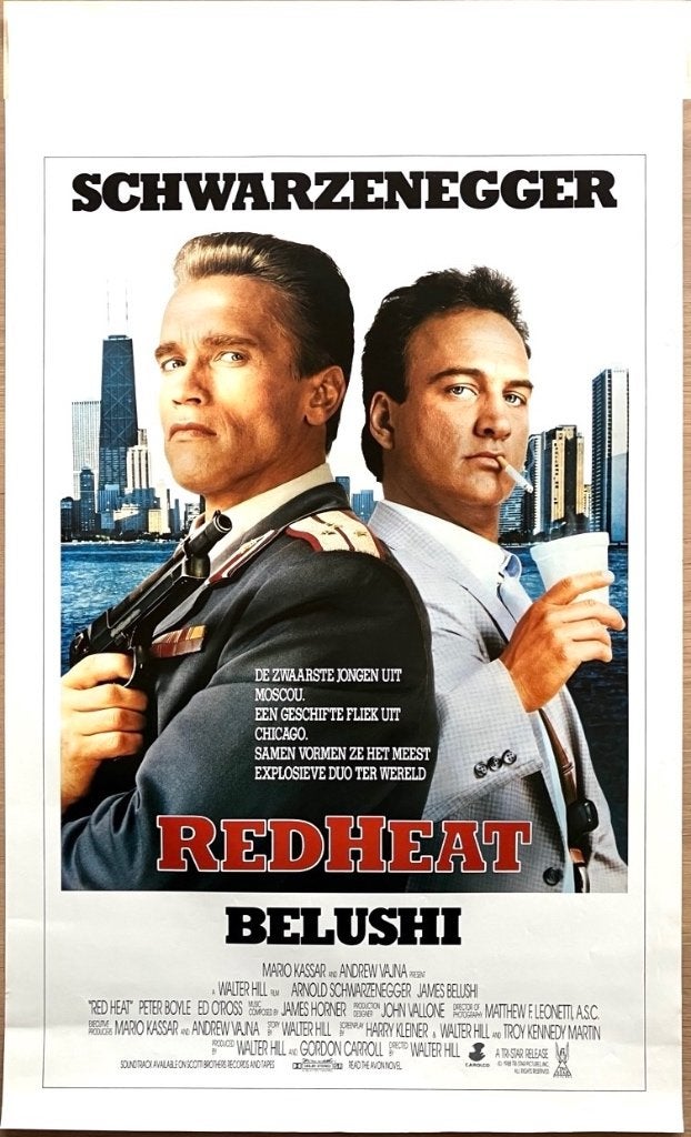 Red Heat (1988) - Schwarzenegger - Originele filmposter, Verzenden, Zo goed als nieuw, A1 t/m A3, Film en Tv