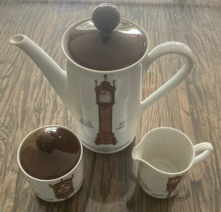 Vintage koffieservies met klokmotief, Antiek en Kunst, Ophalen