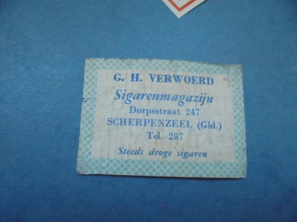 Oud lucifermerk Sigarenmagazijn Verwoerd SCHERPENZEEL Gld., Ophalen of Verzenden, Zo goed als nieuw, Sigarenbandjes