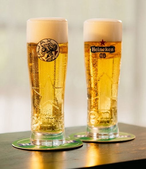 Ajax 0.0 glazen - 6 stuks, Ophalen of Verzenden, Zo goed als nieuw, Glas of Glazen, Heineken