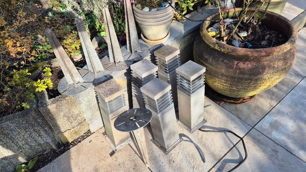 Tuinlampen, hardsteen 5 stuks, Ophalen, Overige materialen, Gebruikt, Minder dan 50 watt