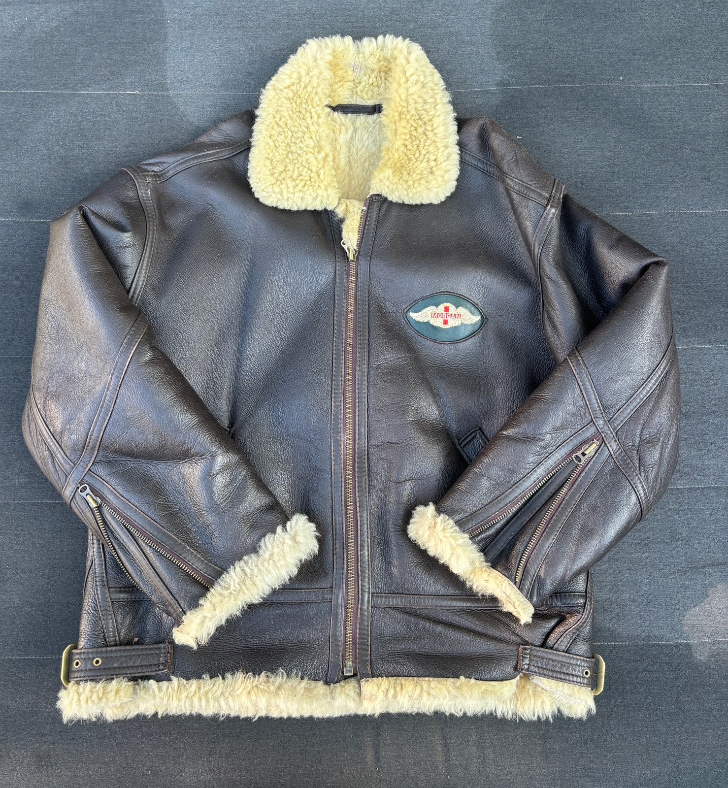 Zware Sheepskin lammycoat schaapsleren jas MORGAN, Kleding | Heren, Ophalen of Verzenden, Gedragen, Maat 56/58 (XL), Bruin