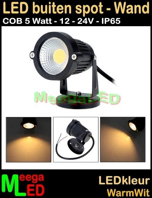 LED tuin lamp spot wandlamp tuinspot ledspot 5W 12-24V Warmw, Huis en Inrichting, Lampen | Spots, Kunststof, Overige merken, Nieuw