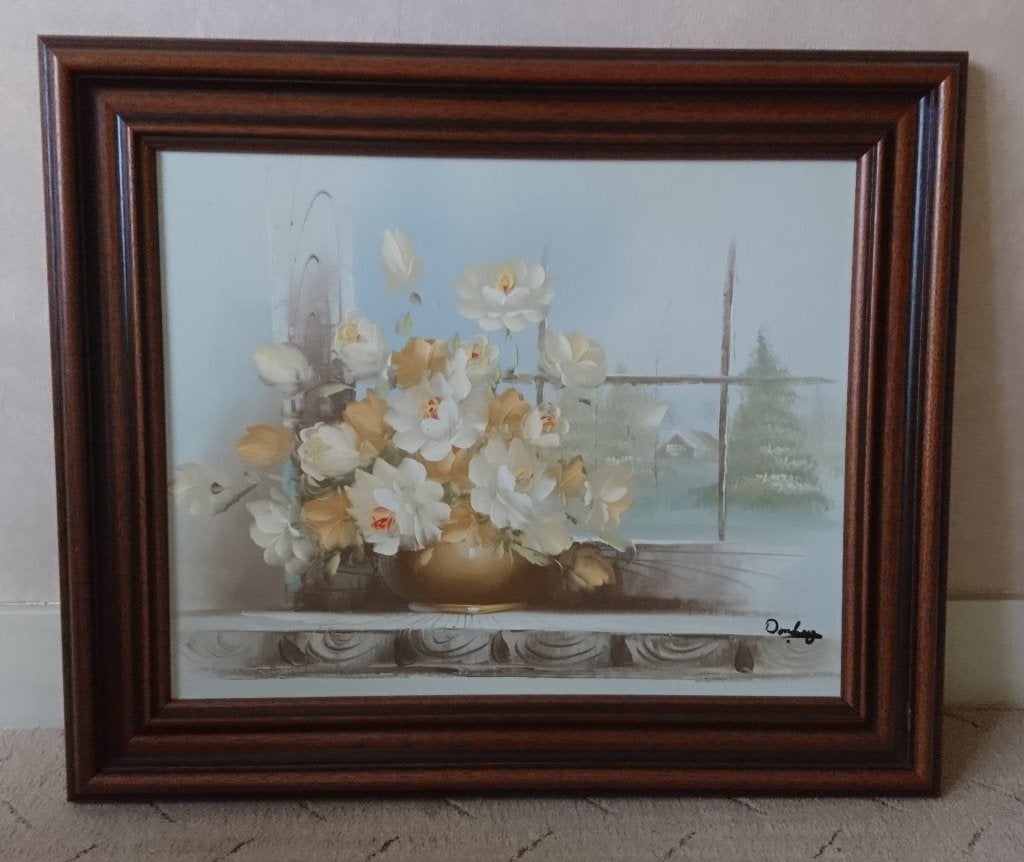 Schilderij bloemen (Donberg) 63 x 55 (H), Ophalen, Gesigneerd, Landschap