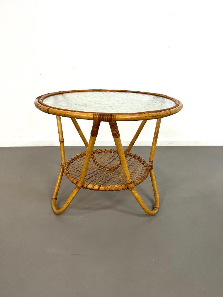 retro vintage rotan salontafel van Rohé Noordwolde jaren 60, Ophalen, Huis en Inrichting
