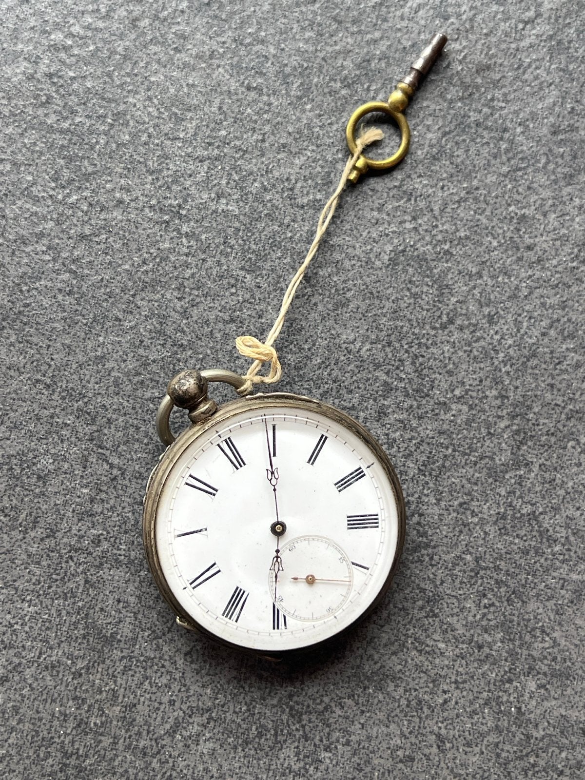 Antiek Zilveren Zakhorloge met Sleutel - Cilinder, 8 Rubis, Ophalen of Verzenden, Zilver, Overige typen