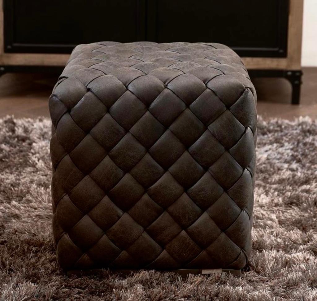 Riviera Maison Lederen Poef 40x40 cm - Zo goed als nieuw, Ophalen, Minder dan 50 cm, Vierkant, Leer