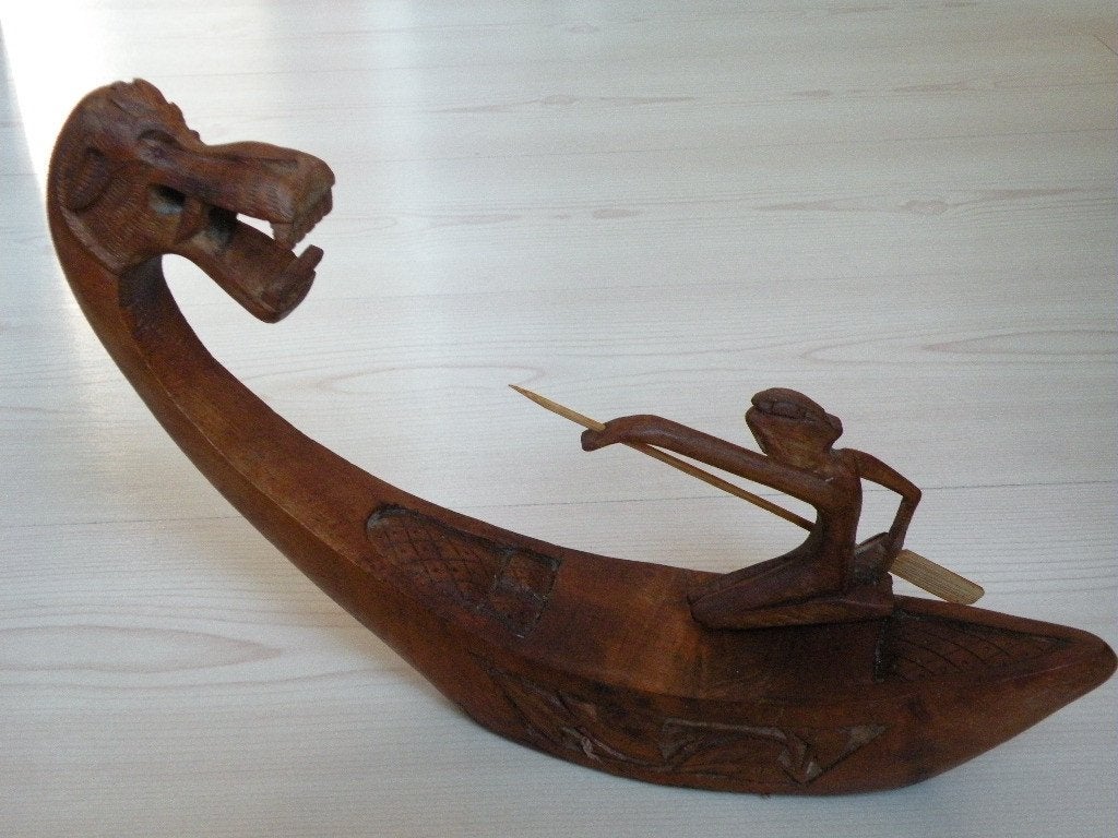 Drakenboot., Antiek en Kunst, Kunst | Beelden en Houtsnijwerken, Ophalen of Verzenden, Hout