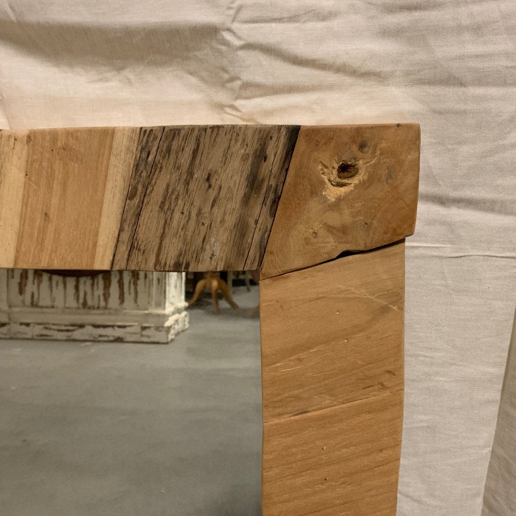 houten spiegel met teak lijst - 60 x 60 cm - Gratis bezorgd, Huis en Inrichting, Woonaccessoires | Spiegels, TTM Wonen, Meubels – (Perzische) Tapijten en Woonaccessoires