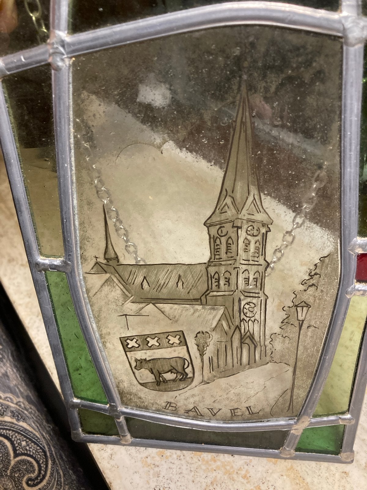 Vintage glas-en lood raamhanger van Bavel, Ophalen of Verzenden