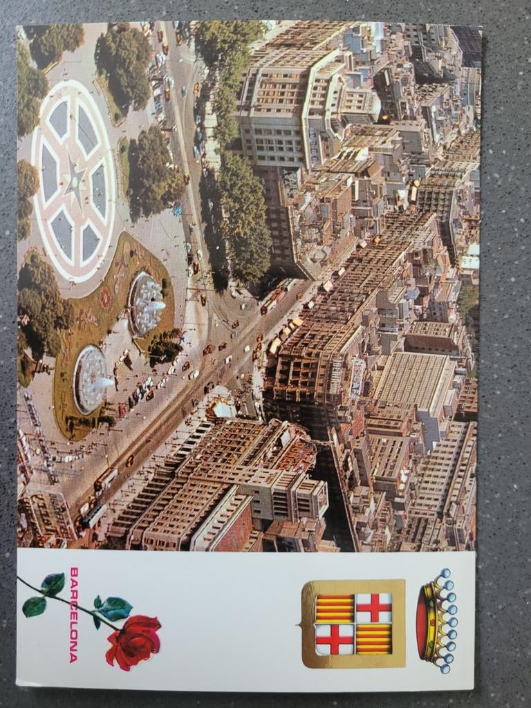 Ansichtkaart Barcelona - Plaza de Cataluña, luchtfoto, Verzamelen, Ansichtkaarten | Buitenland, Ophalen of Verzenden