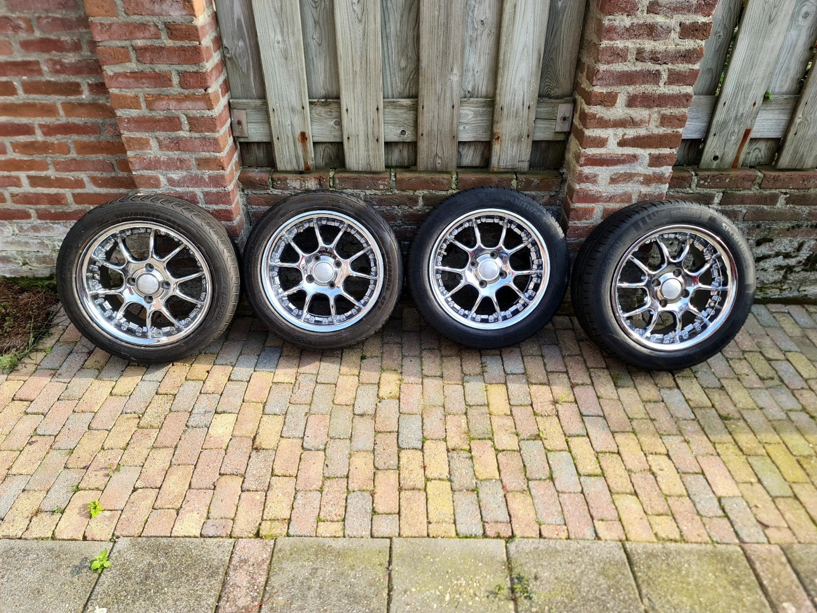 Chrome keskin velgen 4x108, Ophalen, 15 inch, Zomerbanden, Band(en)