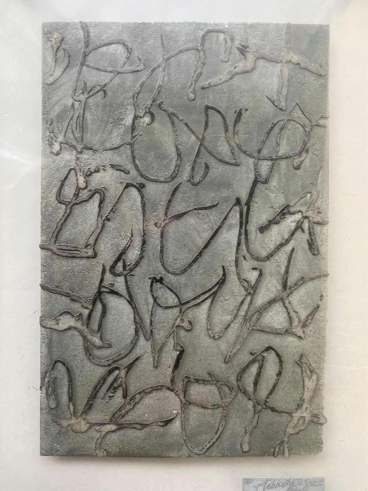 Abstract kunstwerk op zink. Gesigneerd, Ophalen of Verzenden