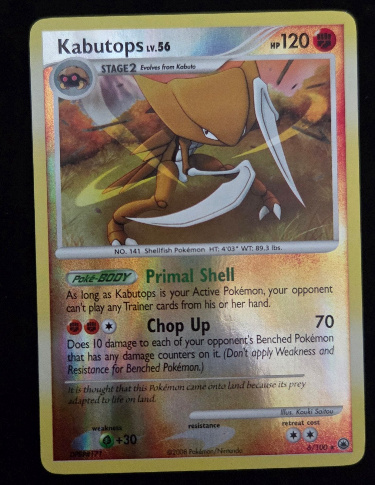EXC Kabutops 6/100 REVERSE HOLO, Ophalen of Verzenden, Gebruikt, Losse kaart, Foil
