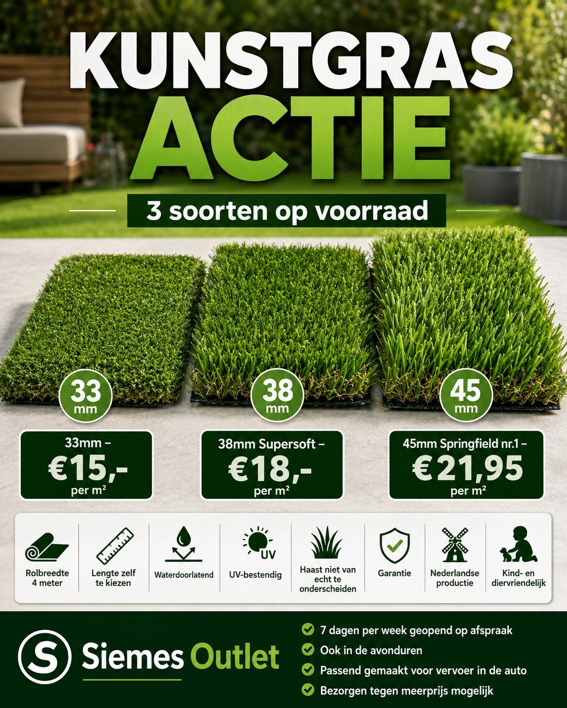 Kunstgras ACTIE Achterhoek!, Ophalen, Zo goed als nieuw, 20 m² of meer