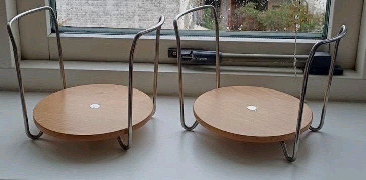 Set van 2 IKEA Rationell Variera bordhouders, Beige, Gebruikt, Bordenrek, Hout