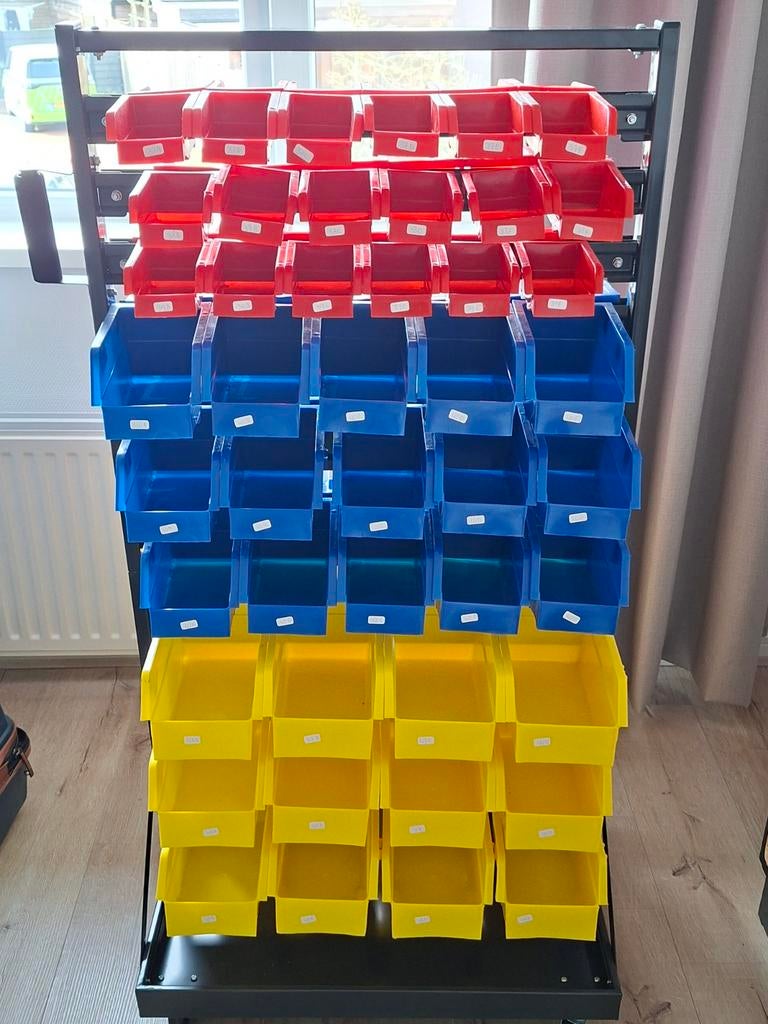HBM Verrijdbaar opbergrek met 90 opbergbakken, Hbm, Hbm, Hbm, Ophalen