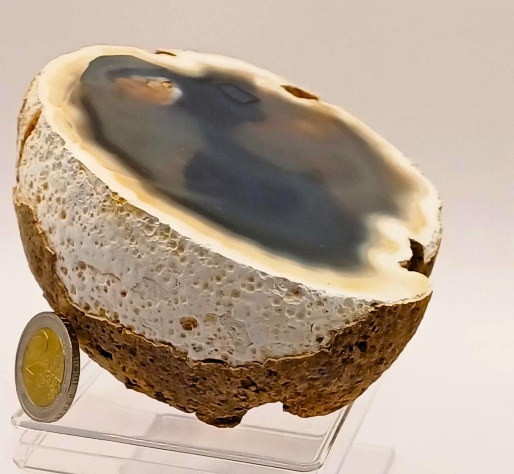 XL natuurlijke, gepolijste halve AGAAT BOL GEODE 756 gr, Verzamelen, Mineralen en Fossielen, Verzenden, Mineraal