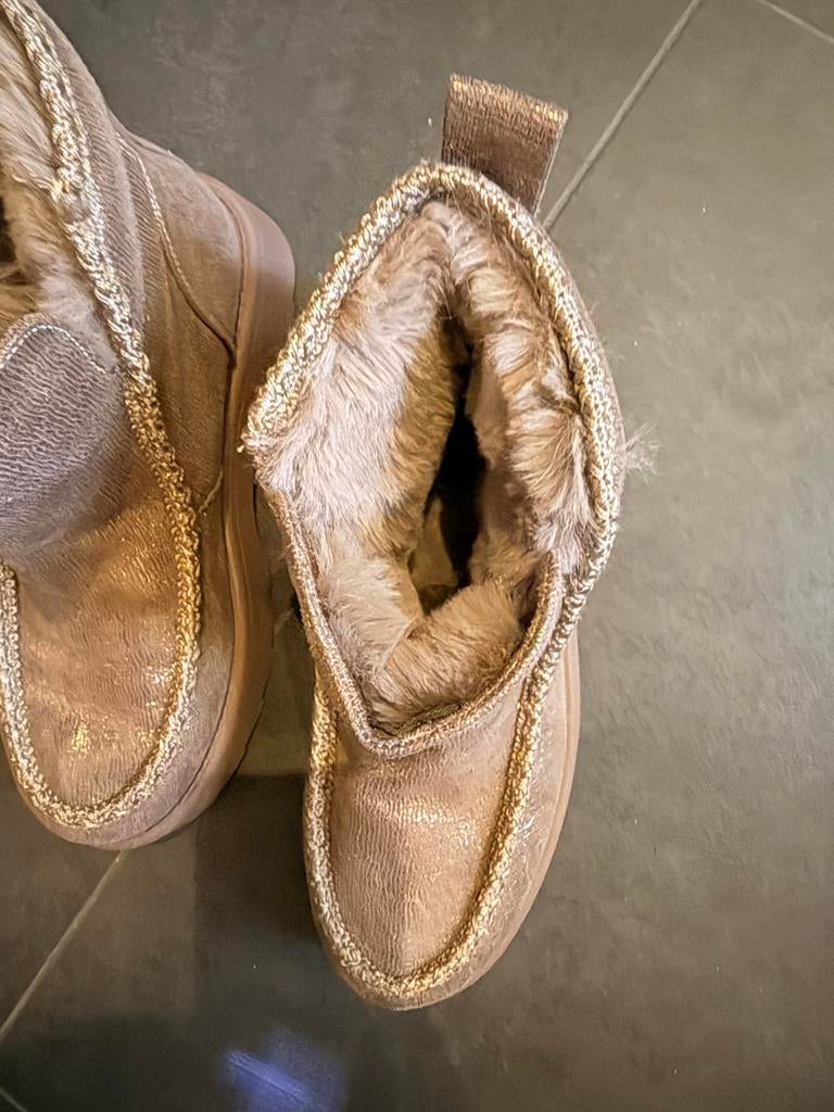 Tamaris Snowboots - Brons  goude glitter& Gevoerd - Maat 39, Ophalen of Verzenden, Zo goed als nieuw, Overige kleuren, Snowboots
