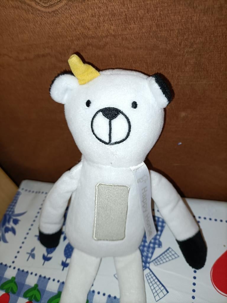 Beer Bowi knuffel witte beer van Happy Horse 27 cm, Ophalen of Verzenden, Zo goed als nieuw, Beer