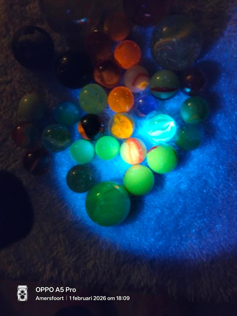 Vintage knikkers Cadmium mangaan fluorescentie, Verzamelen, Ophalen of Verzenden, Gebruikt