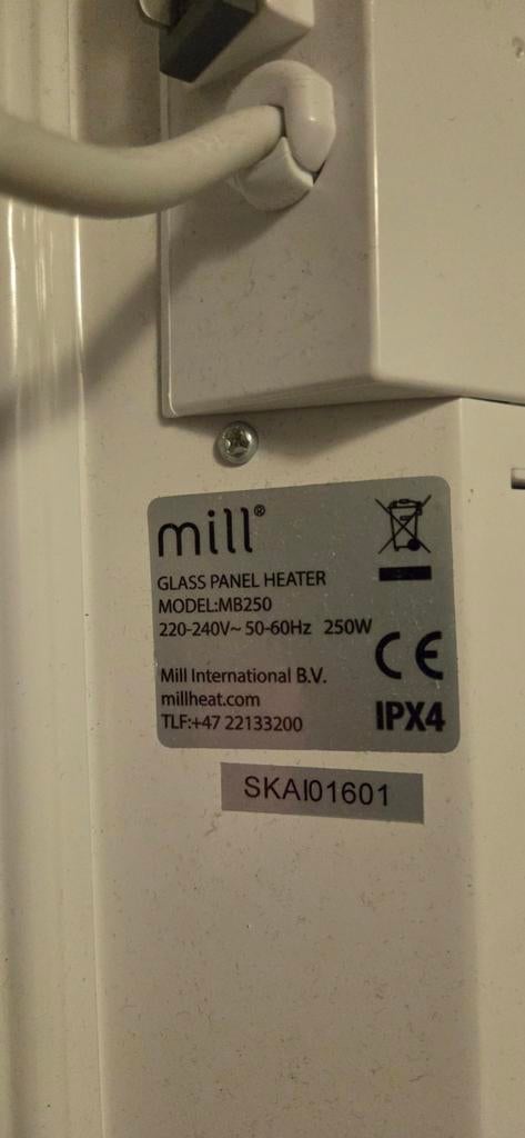 Mill MB250 Glazen Paneel Kachel - Elektrisch, Huis en Inrichting, Kachels, Overige soorten, Elektrisch, Ophalen of Verzenden, Zo goed als nieuw