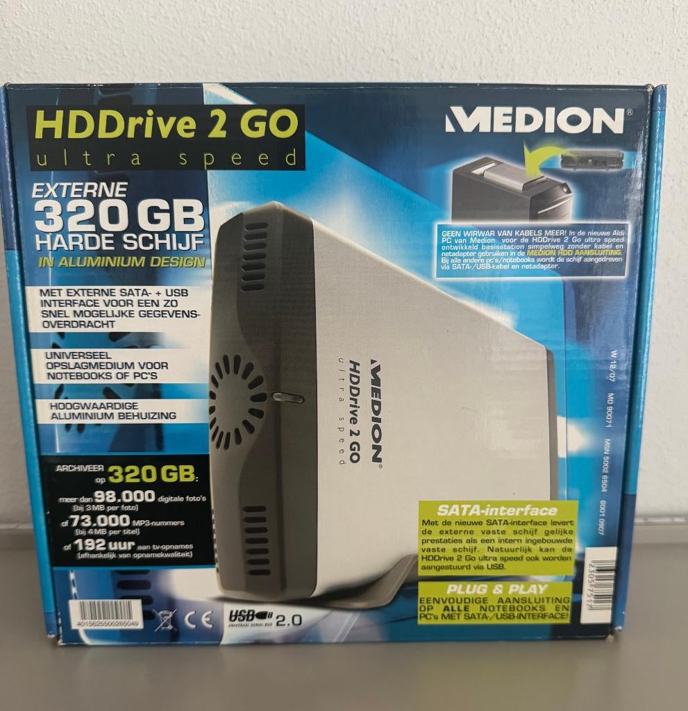 Externe harde schijf, Computers en Software, Harde schijven, Ophalen, 320 GB, HDD, Medion